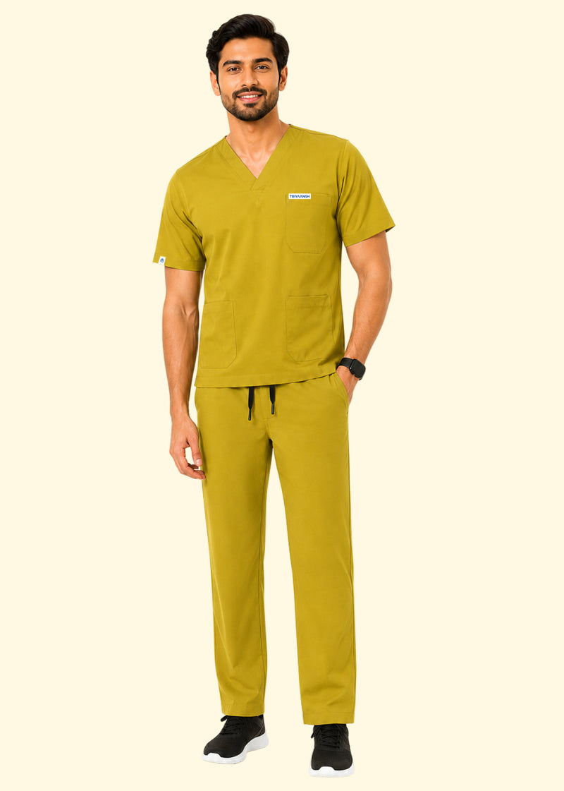TMX Essential V-Neck Scrub Set — Men · Olive Green