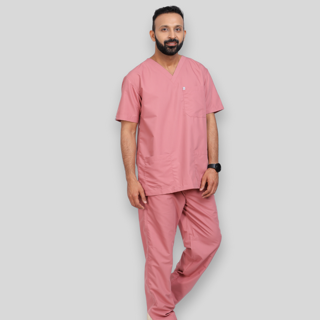 VEDA V-NECK MEN– ROSEATE PINK SCRUBS