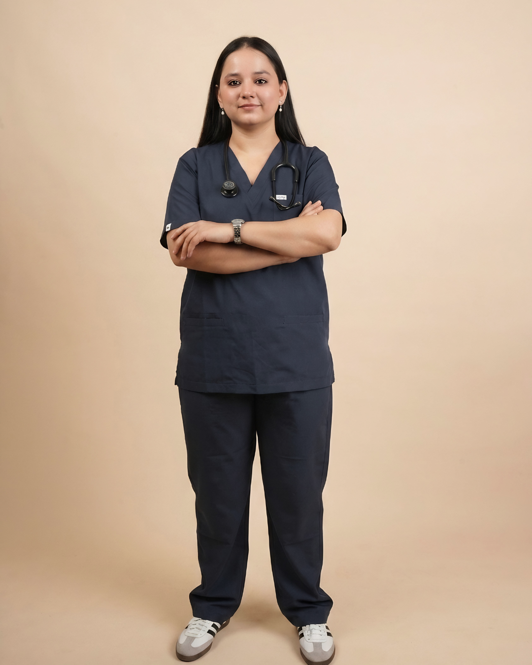 TMX Premium V-Neck Scrub Set — Women · Navy Blue