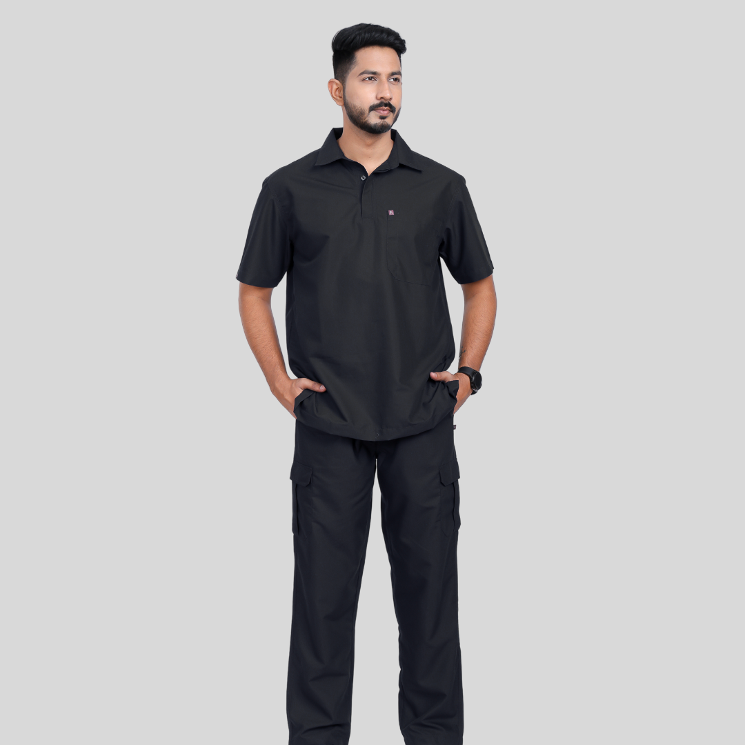 VIDHI POLO COLLAR MEN– CHARCOAL BLACK SCRUB