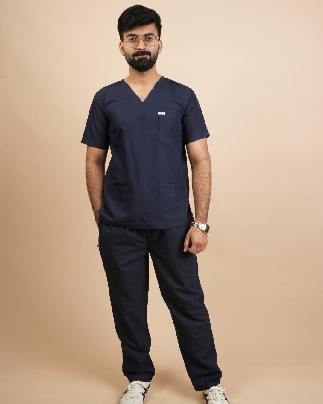 TMX Apex V-Neck Scrub Set — Men · Navy Blue