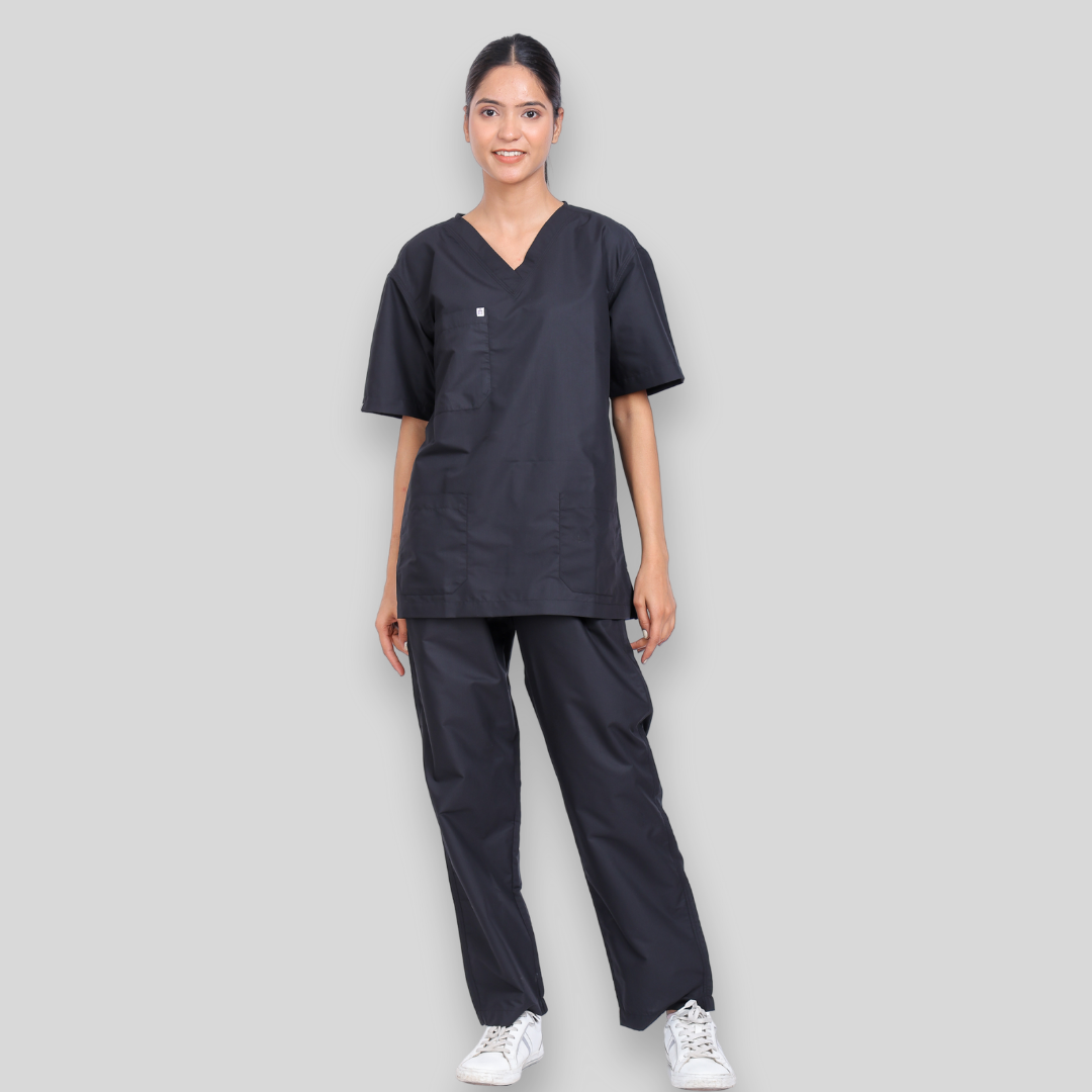 VEDA V-NECK WOMEN– CHARCOAL BLACK