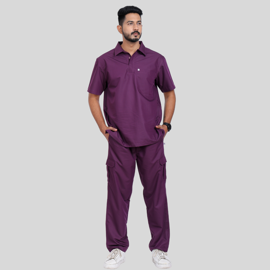 VIDHI POLO COLLAR MEN– PLUM PURPLE SCRUB