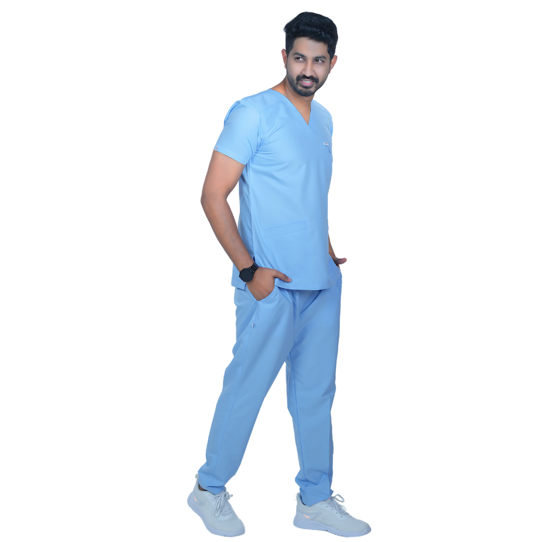OSHIRA V NECK MEN - ICE BLUE SCRUB