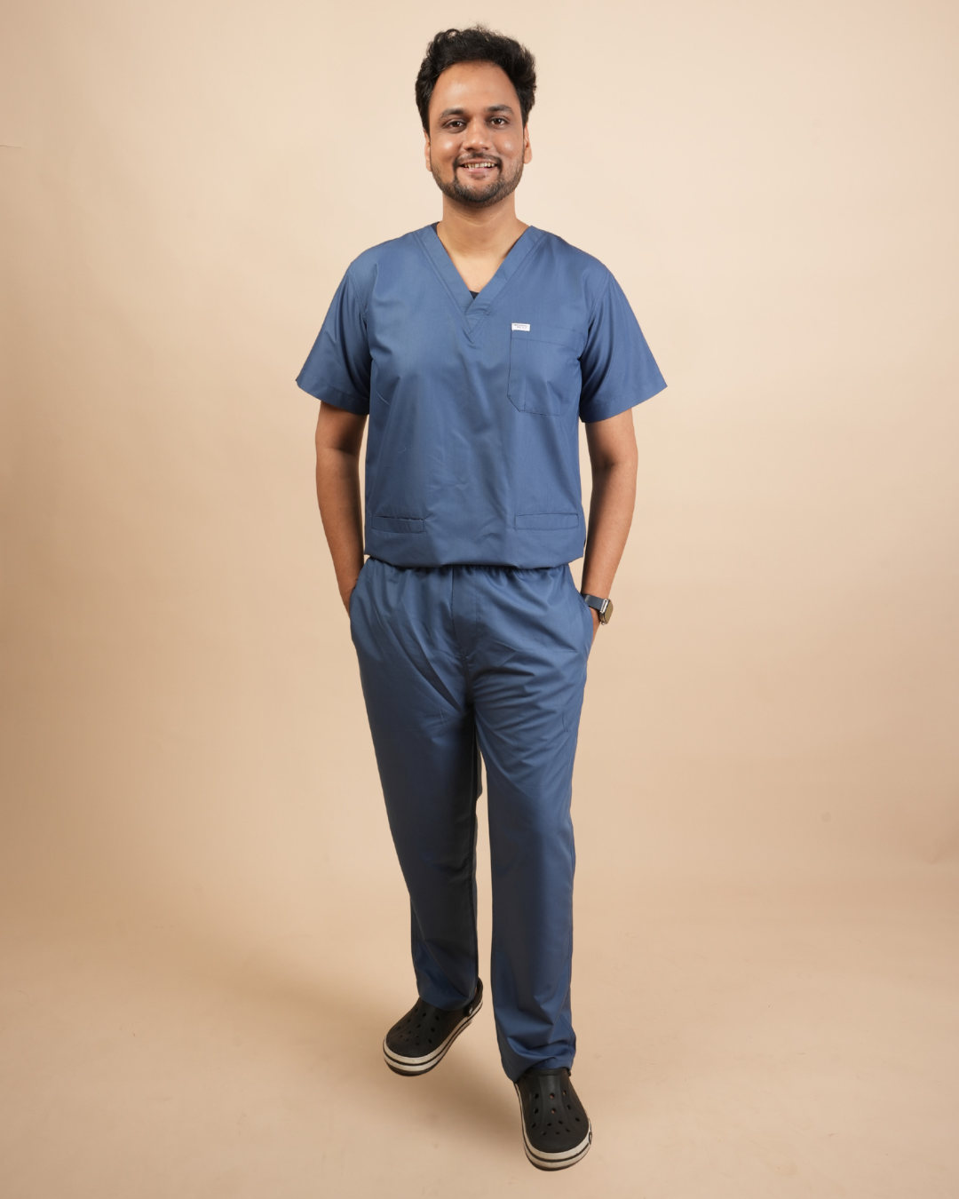 TMX Premium V-Neck Scrub Set — Men · Slate Blue