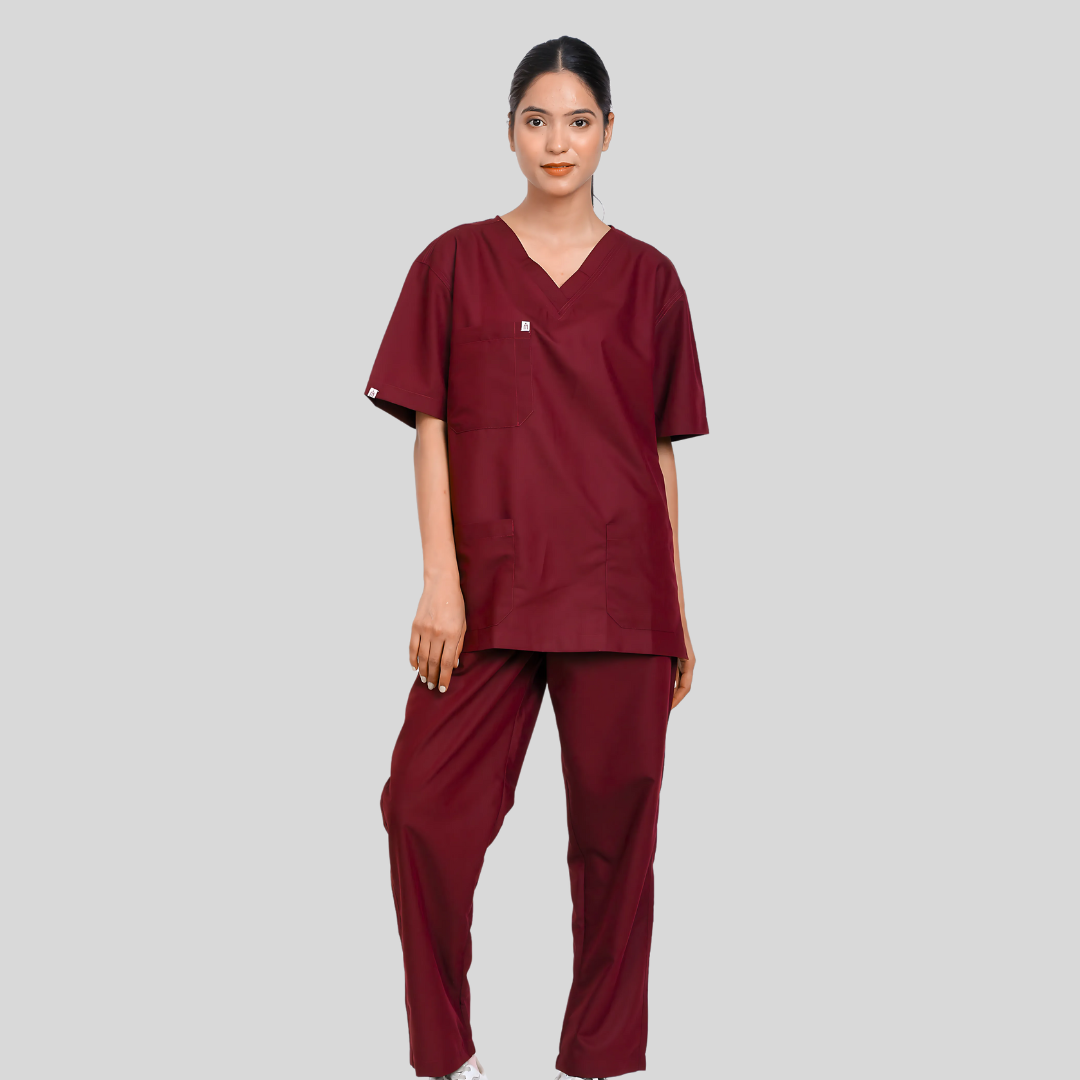 VEDA V-NECK WOMEN– RUBY RED SCRUB