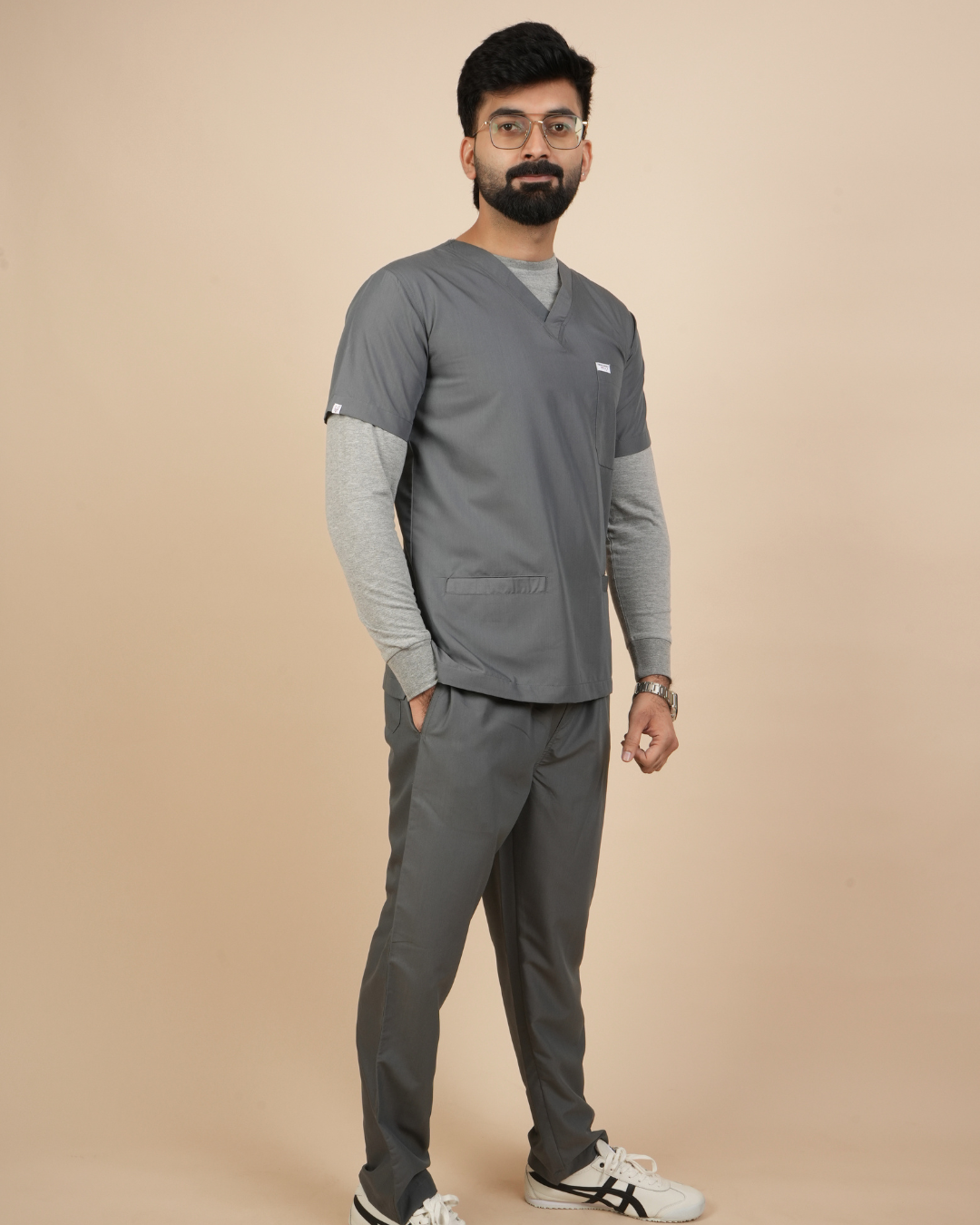 TMX Apex V-Neck Scrub Set — Men · Grey
