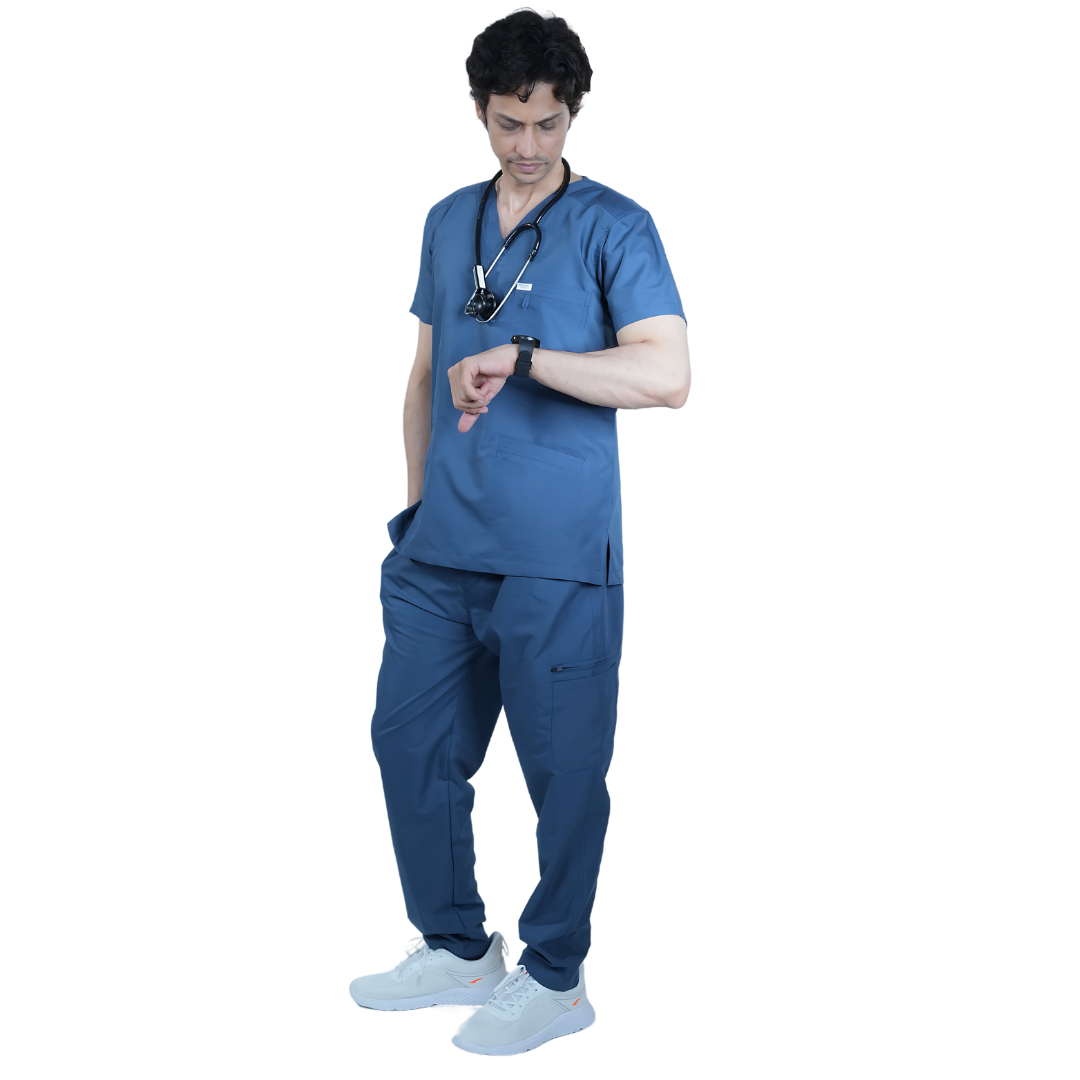 OSHIRA V NECK MEN - ATLANTIC BLUE SCRUB