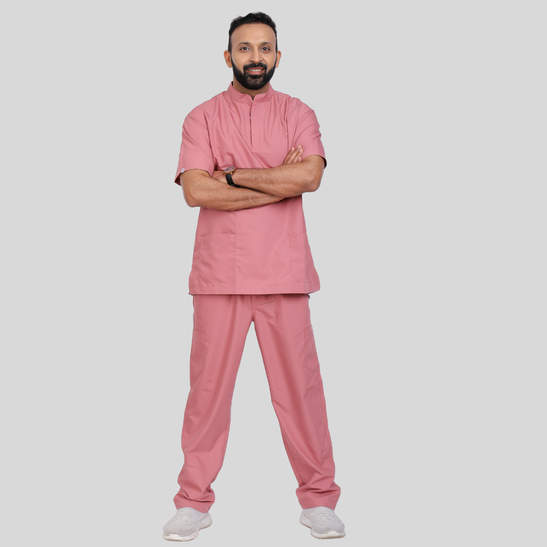 VINDA BAND COLLAR MEN– ROSEATE PINK SCRUB