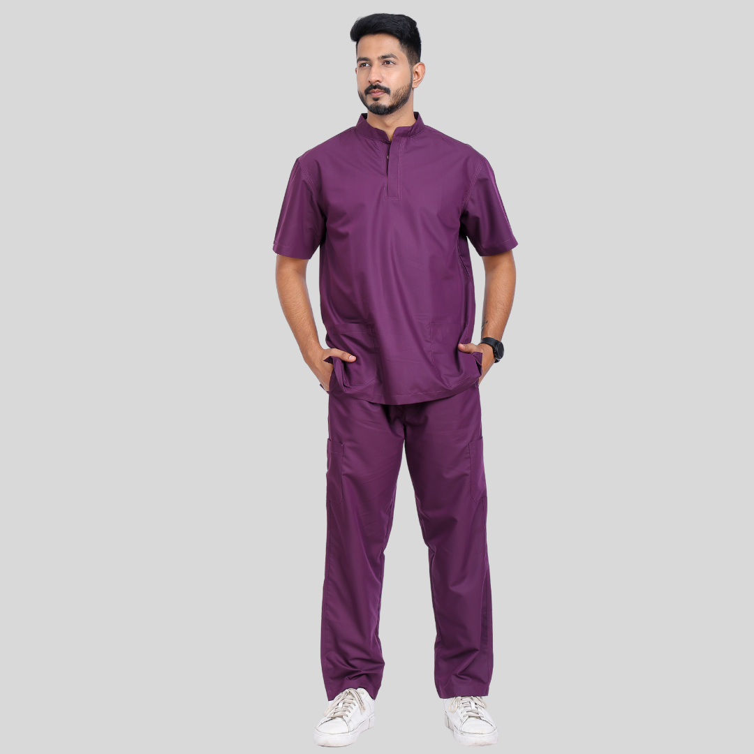 VINDA BAND COLLAR MEN– PLUM PURPLE SCRUBS