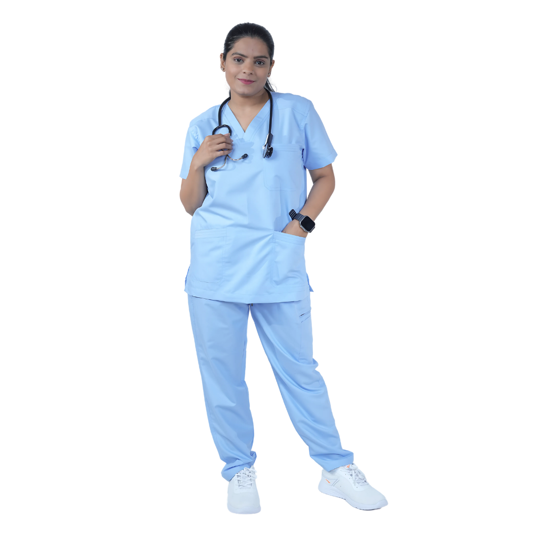 OSHIRA V NECK WOMEN - ICE BLUE SCRUB