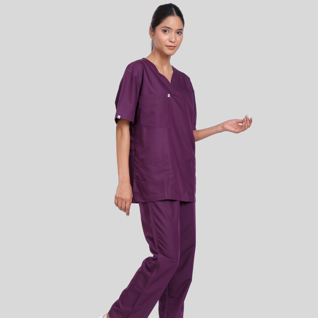 VEDA V-NECK WOMEN – PLUM PURPLE SCRUB