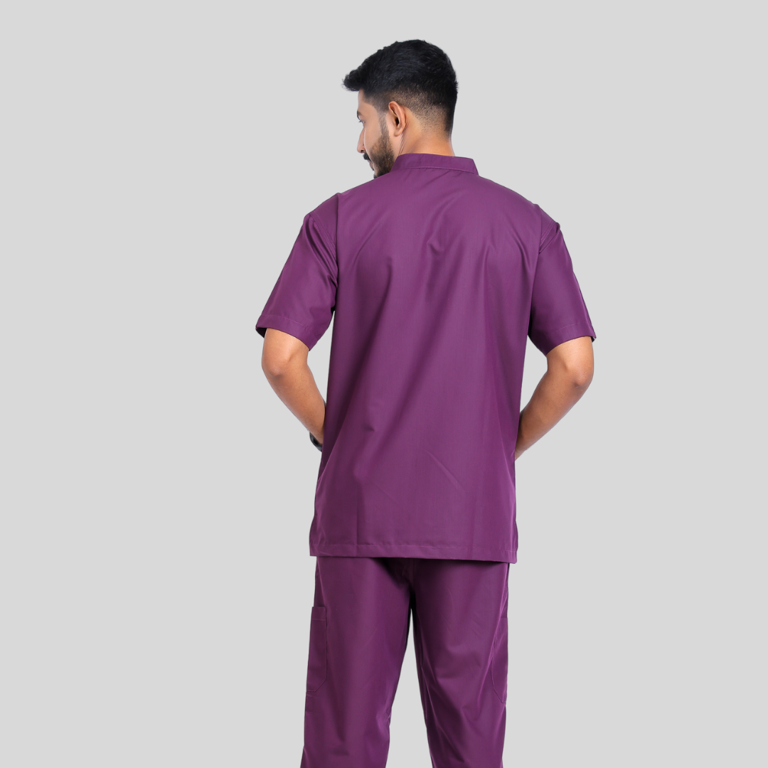 VINDA BAND COLLAR MEN– PLUM PURPLE SCRUBS