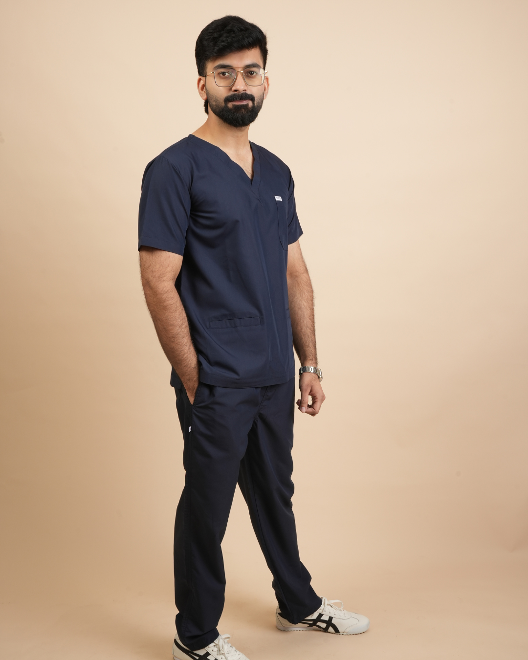 TMX Apex V-Neck Scrub Set — Men · Navy Blue