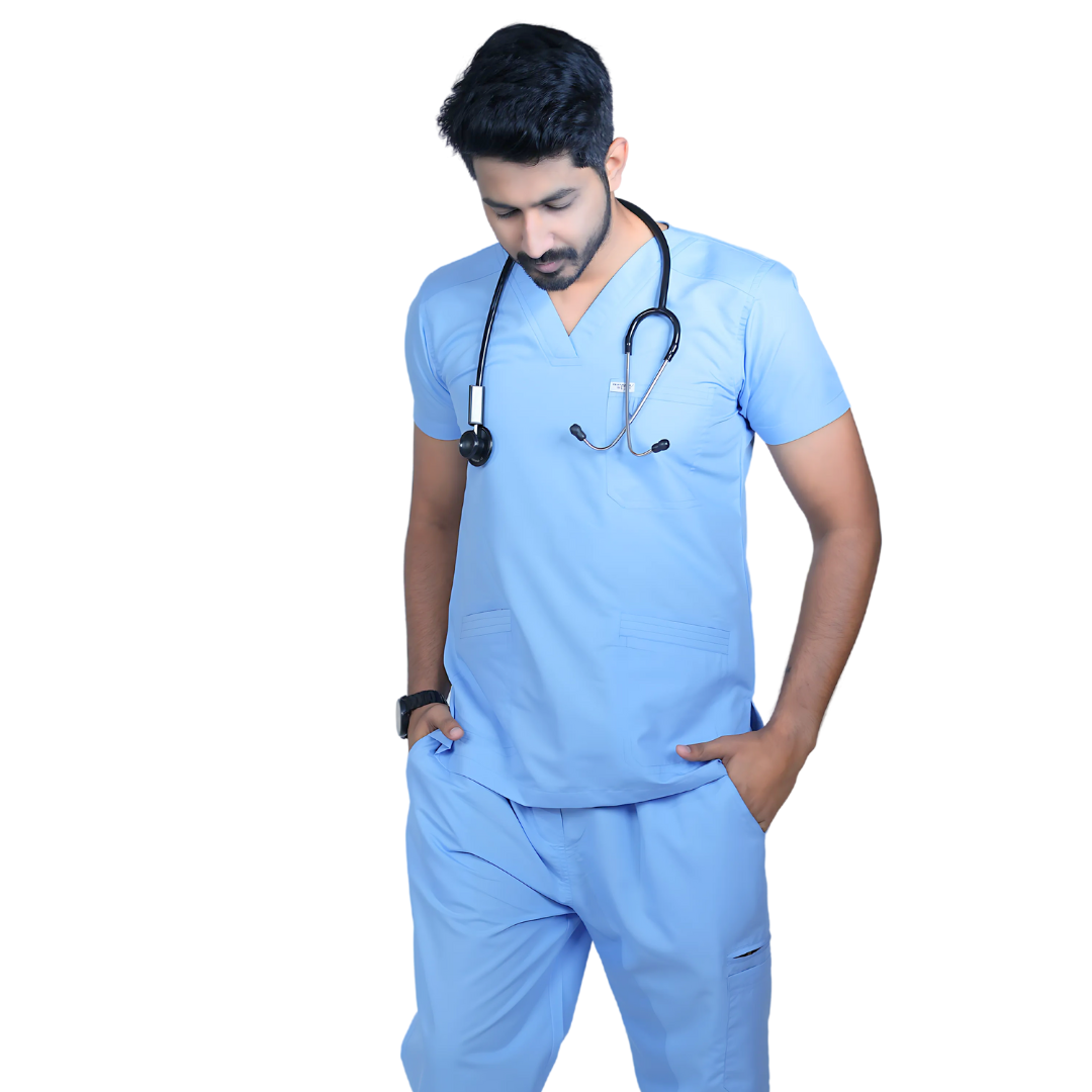 OSHIRA V NECK MEN - ICE BLUE SCRUB