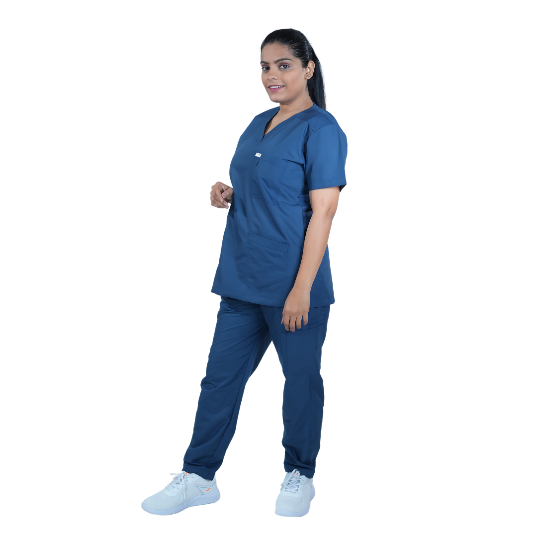 OSHIRA V NECK WOMEN - ATLANTIC BLUE SCRUB