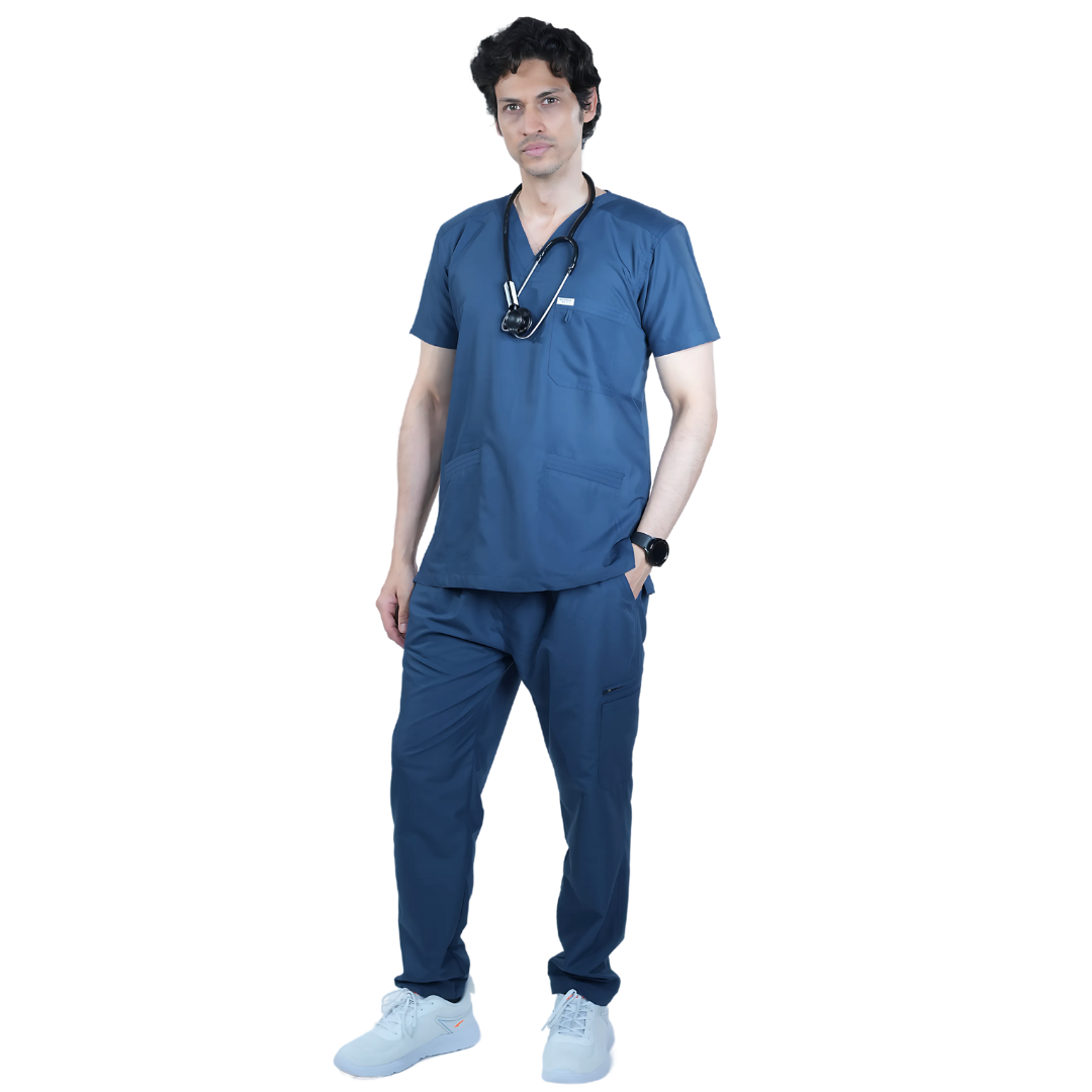OSHIRA V NECK MEN - ATLANTIC BLUE SCRUB