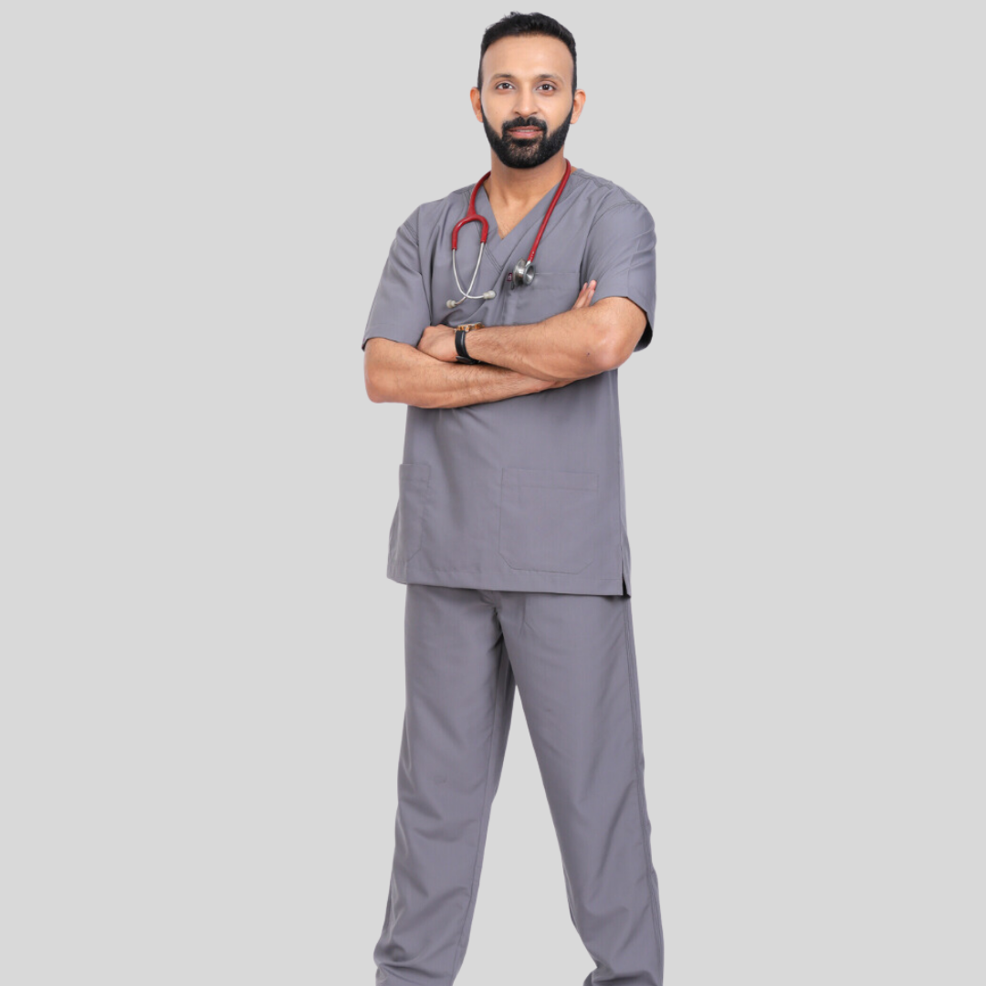 VEDA V-NECK MEN– SAGE GREY SCRUB