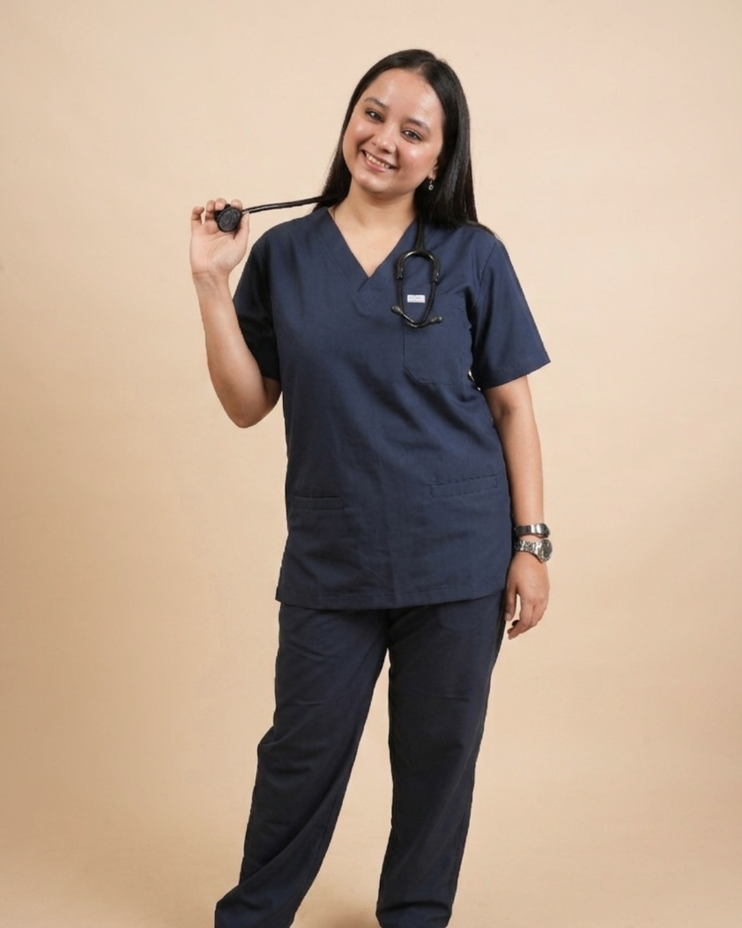 TMX Premium V-Neck Scrub Set — Women · Navy Blue