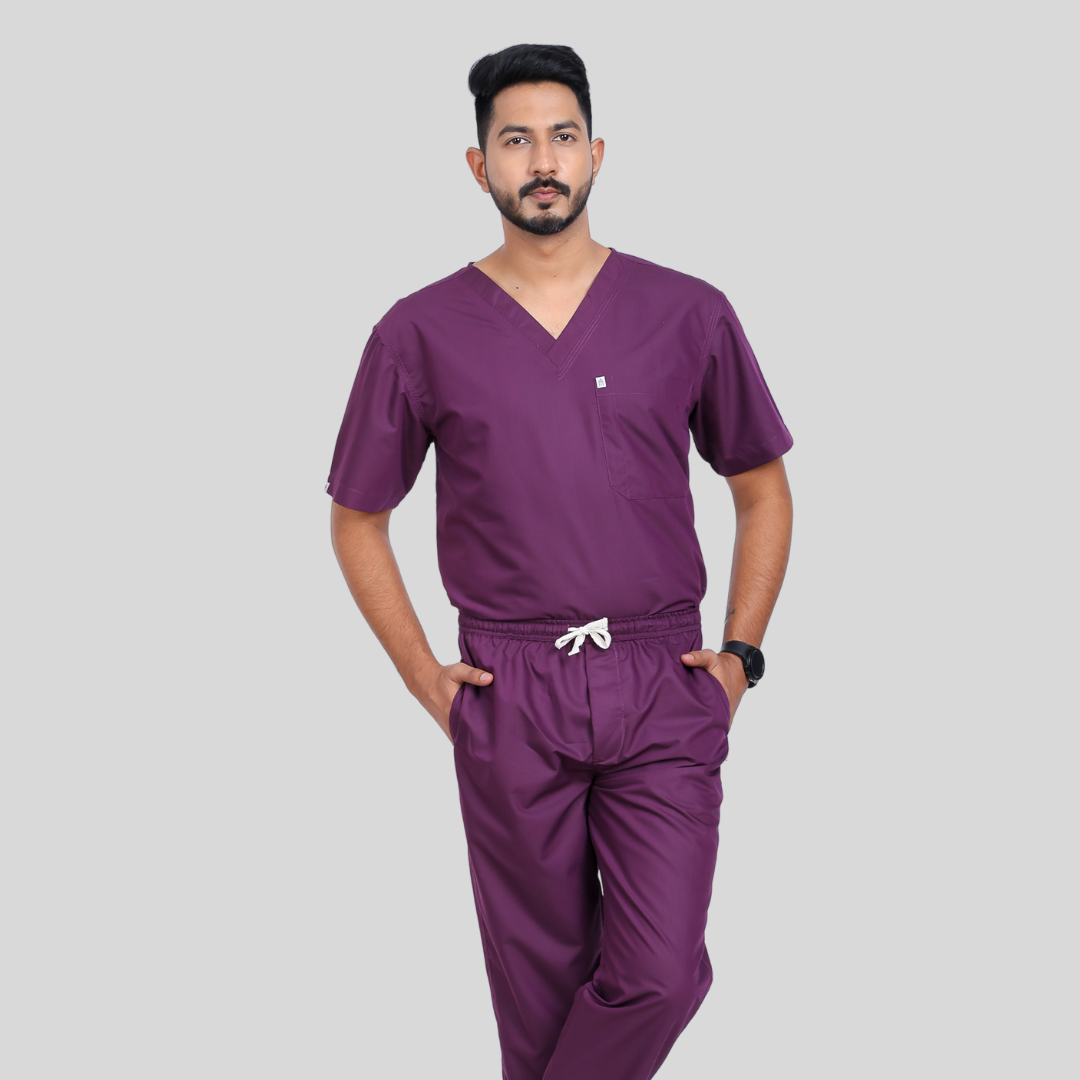 VEDA V-NECK MEN– PLUM PURPLE SCRUB