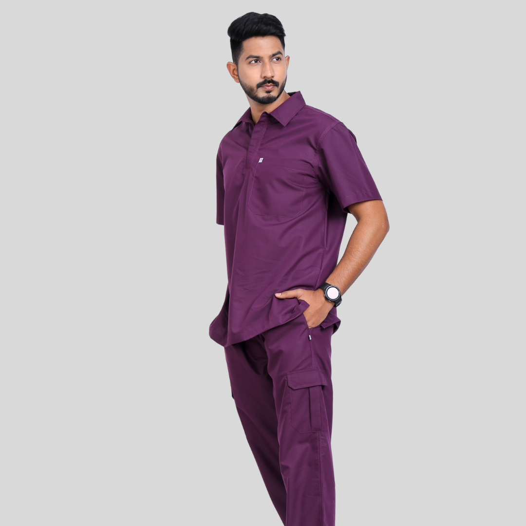 VIDHI POLO COLLAR MEN– PLUM PURPLE SCRUB