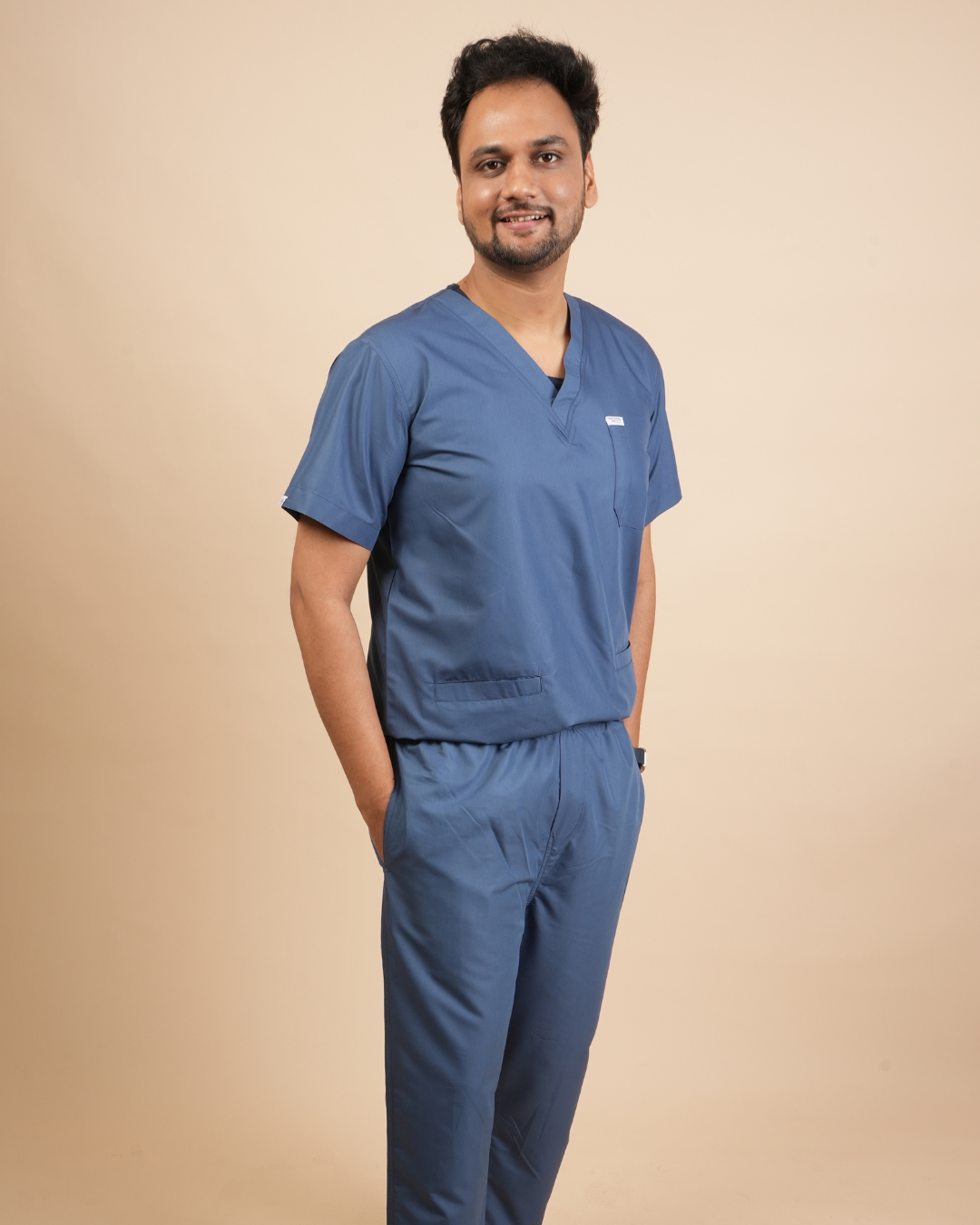 TMX Apex V-Neck Scrub Set — Men · Slate Blue