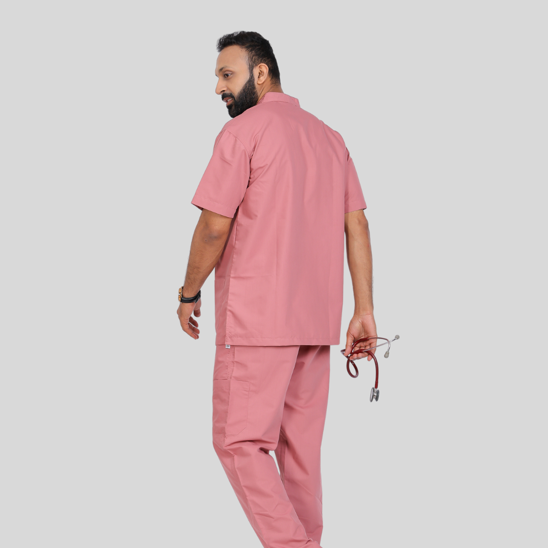 VINDA BAND COLLAR MEN– ROSEATE PINK SCRUB