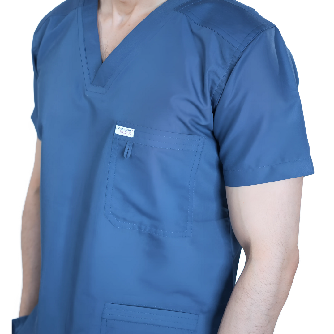 OSHIRA V NECK MEN - ATLANTIC BLUE SCRUB