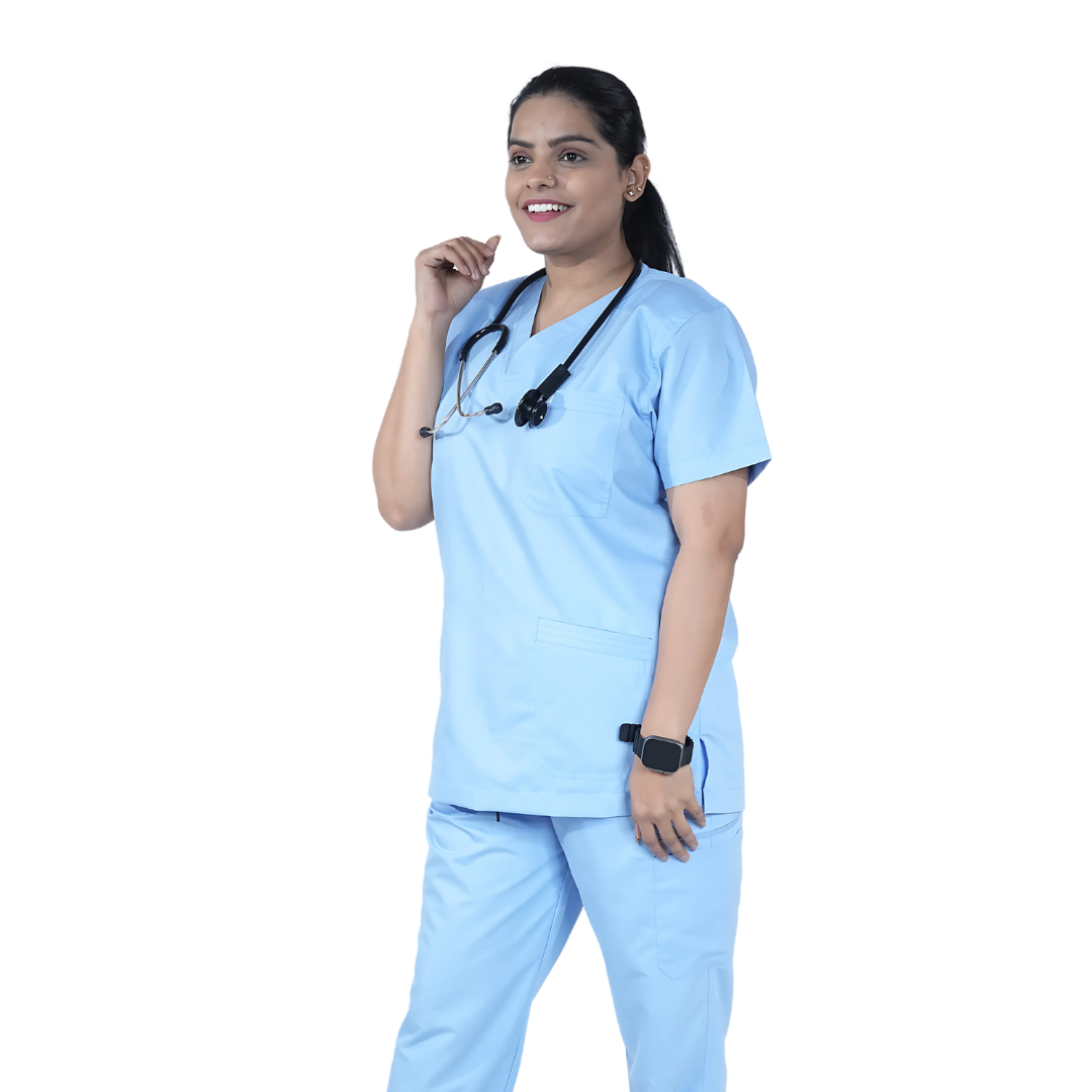 OSHIRA V NECK WOMEN - ICE BLUE SCRUB