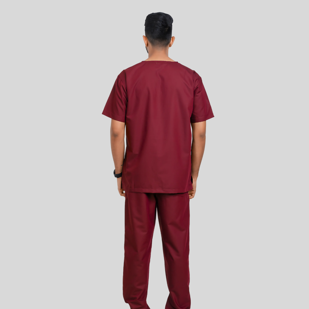 VEDA V-NECK MEN– RUBY RED SCRUB