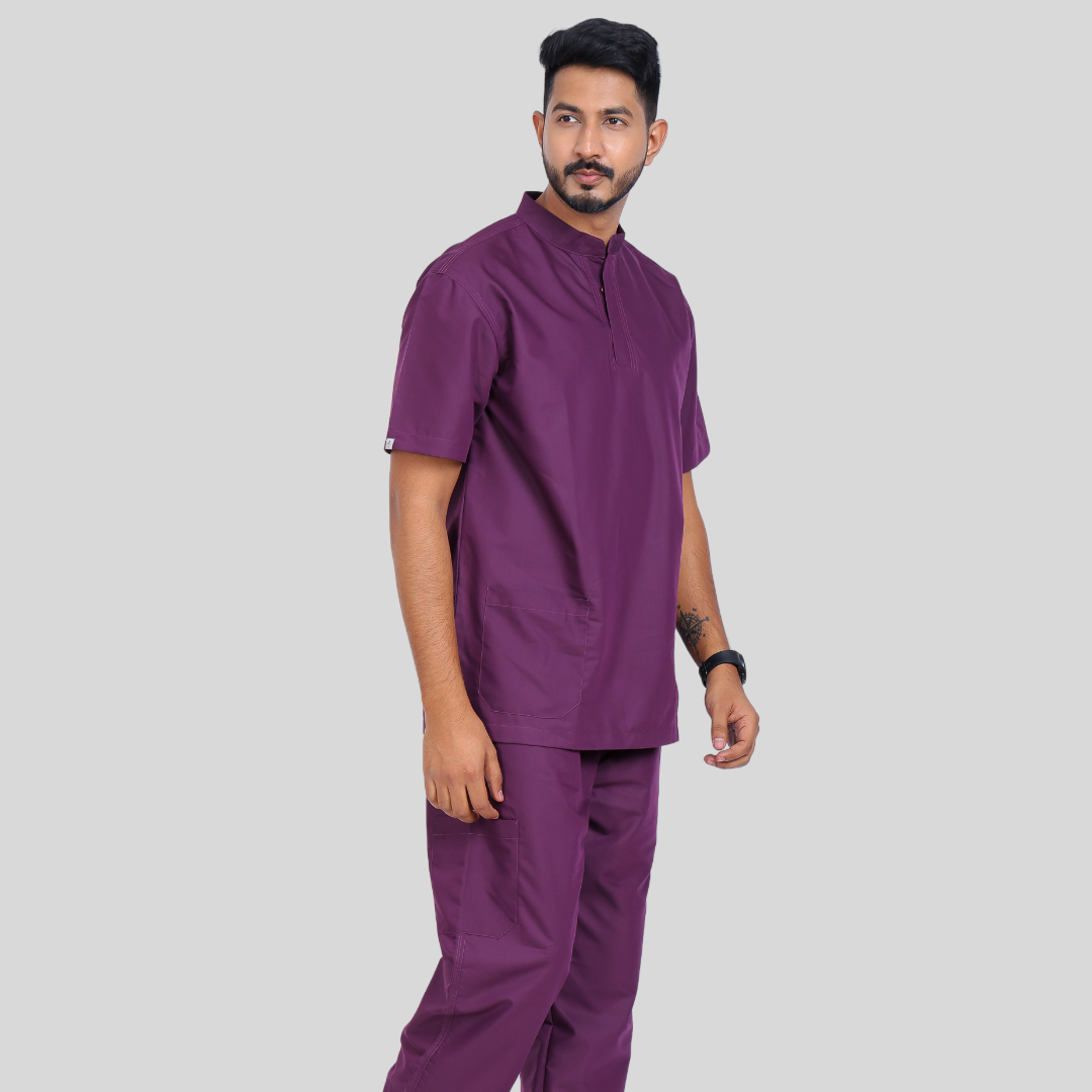 VINDA BAND COLLAR MEN– PLUM PURPLE SCRUBS