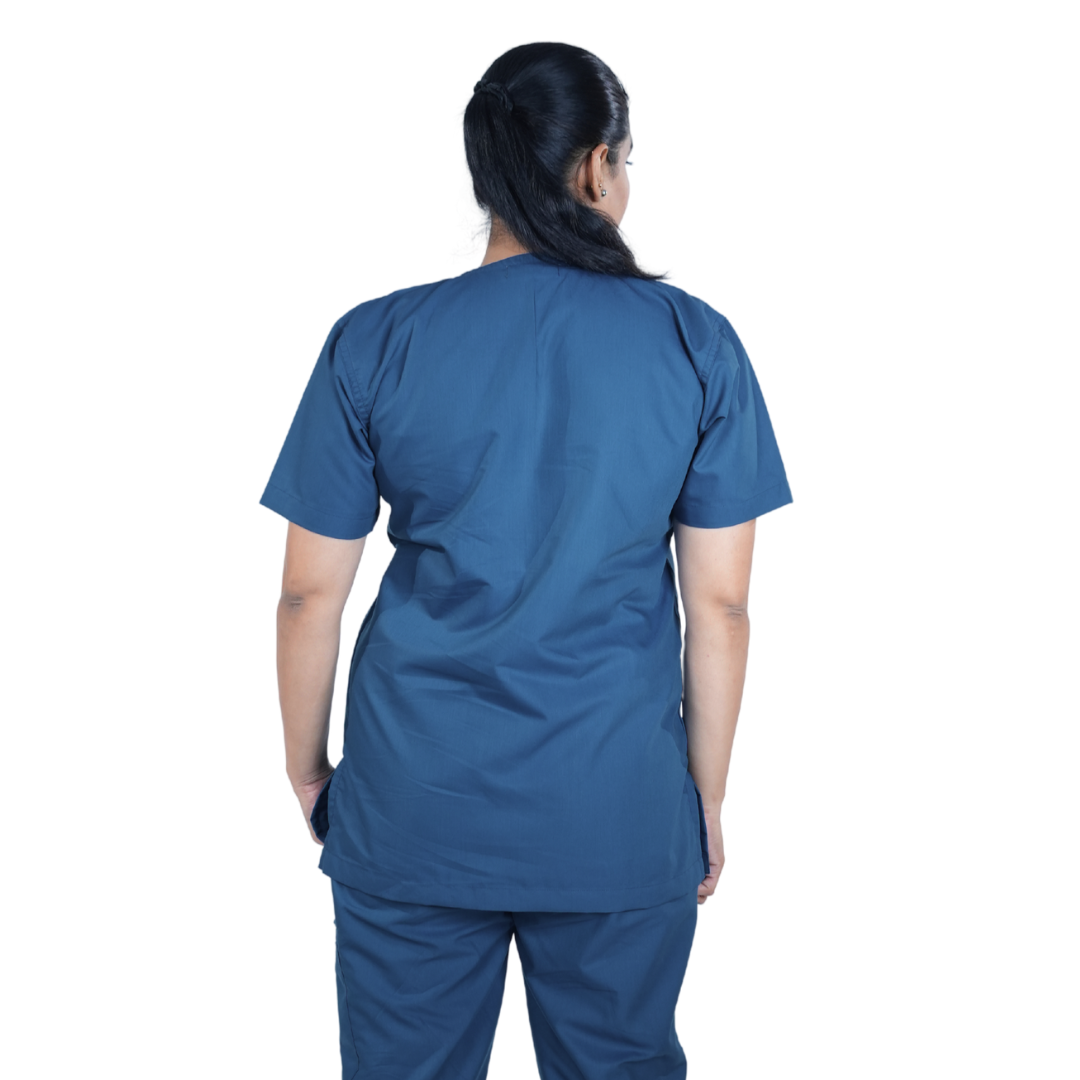 OSHIRA V NECK WOMEN - ATLANTIC BLUE SCRUB