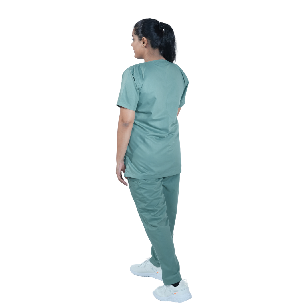 OSHIRA V NECK WOMEN - MARINE GREEN SCRUB