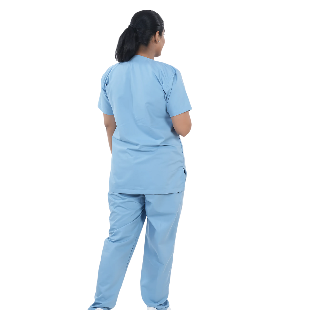 OSHIRA V NECK WOMEN - WAVE BLUE SCRUB