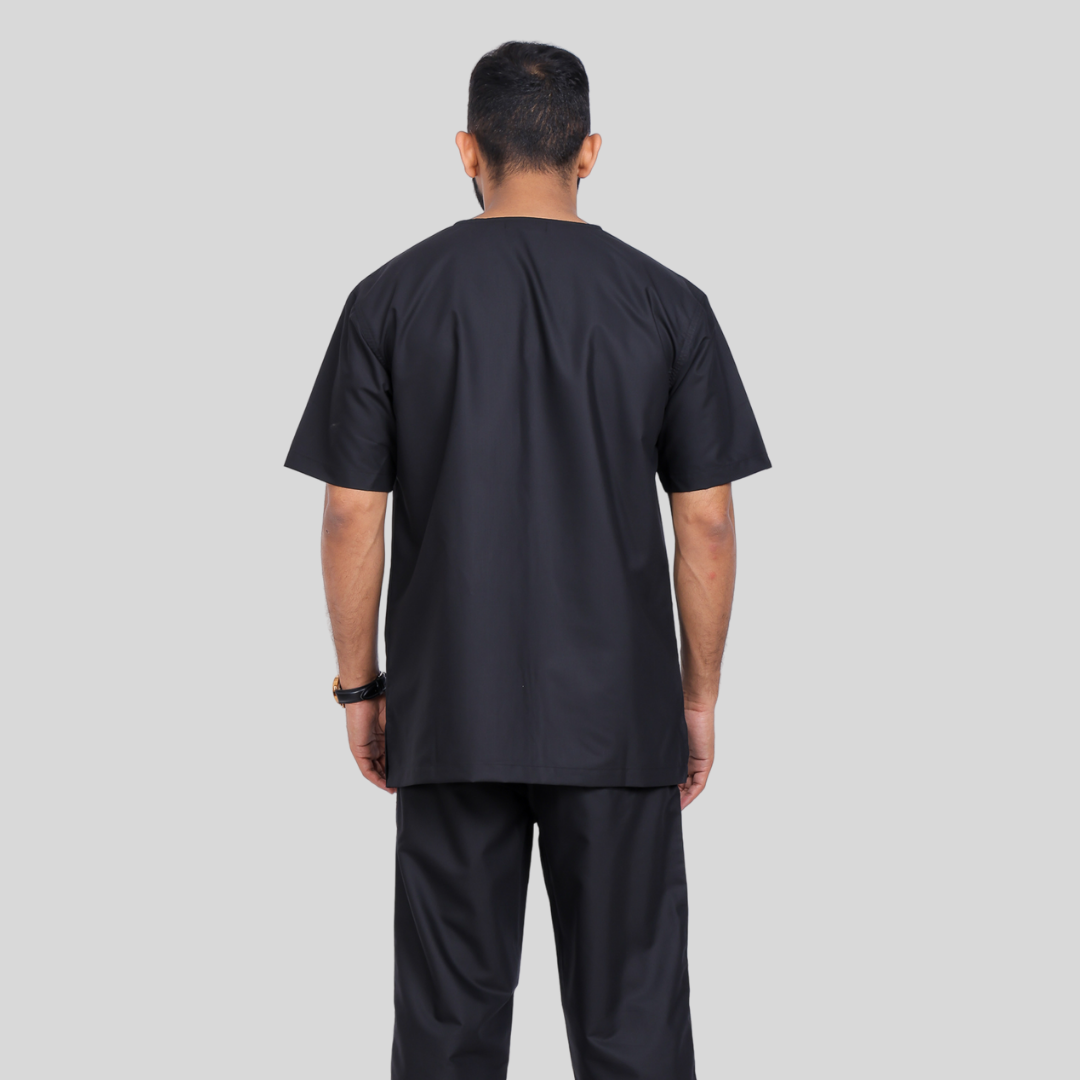 VEDA V-NECK MEN  – CHARCOAL BLACK SCRUB