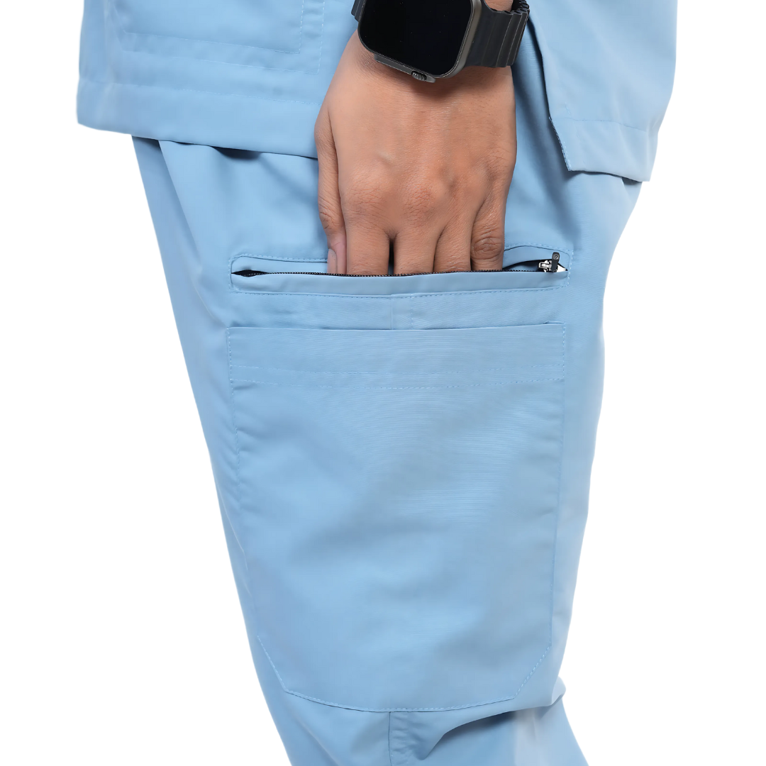 OSHIRA V NECK WOMEN - WAVE BLUE SCRUB