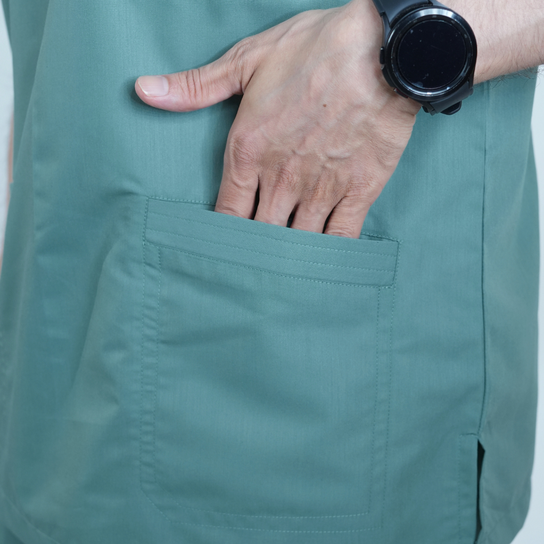 OSHIRA V NECK MEN - MARINE GREEN SCRUB