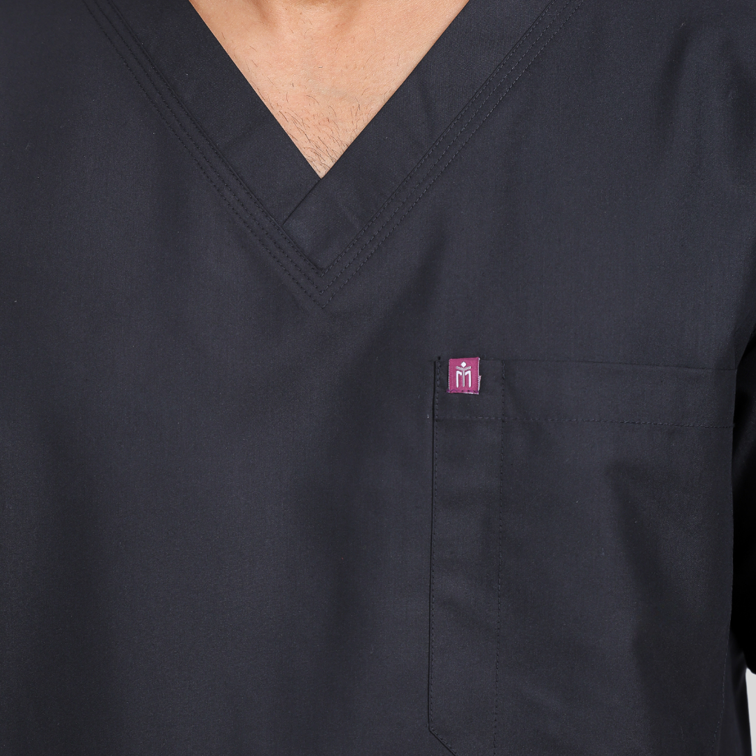 VEDA V-NECK MEN  – CHARCOAL BLACK SCRUB