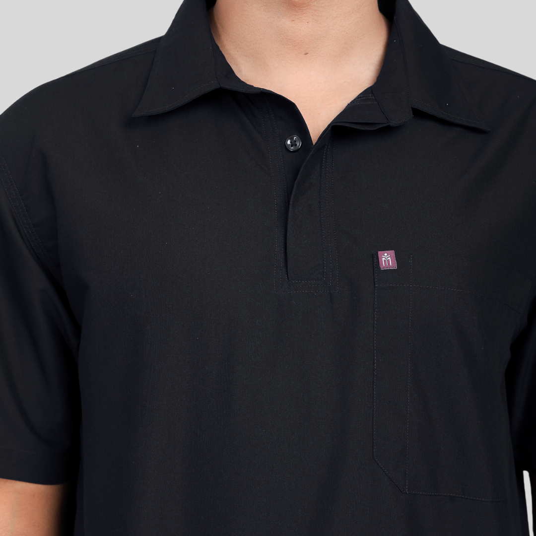 VIDHI POLO COLLAR MEN– CHARCOAL BLACK SCRUB
