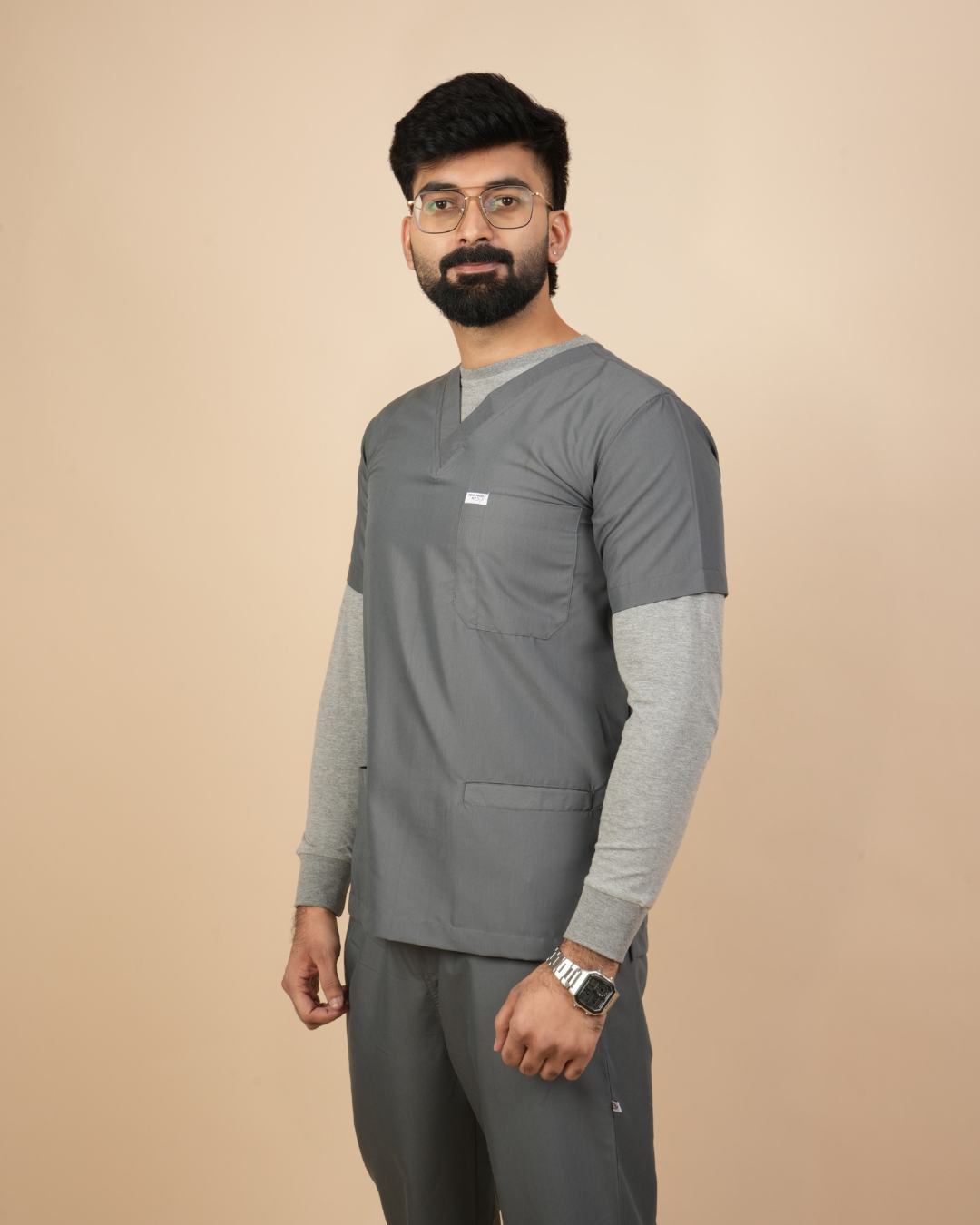 TMX Apex V-Neck Scrub Set — Men · Grey