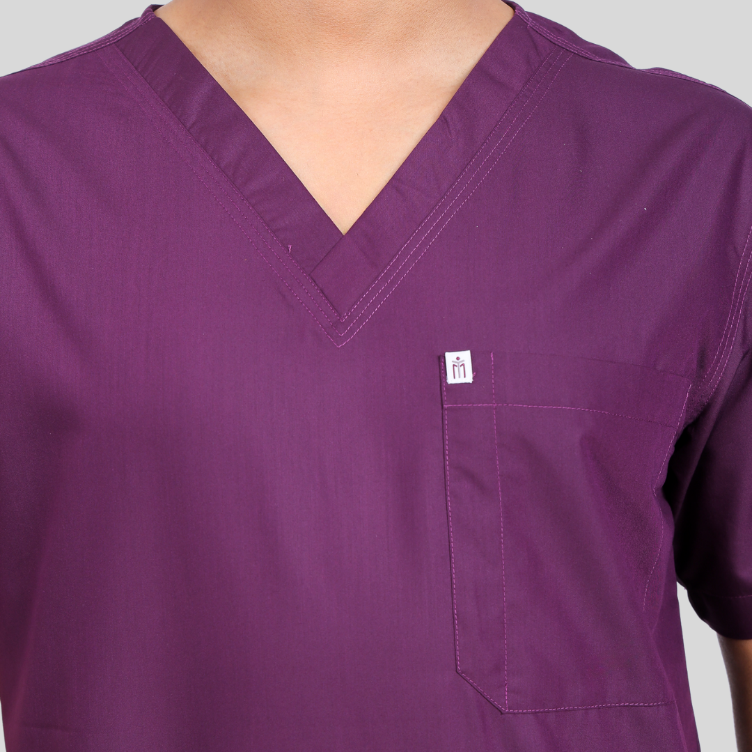 VEDA V-NECK MEN– PLUM PURPLE SCRUB
