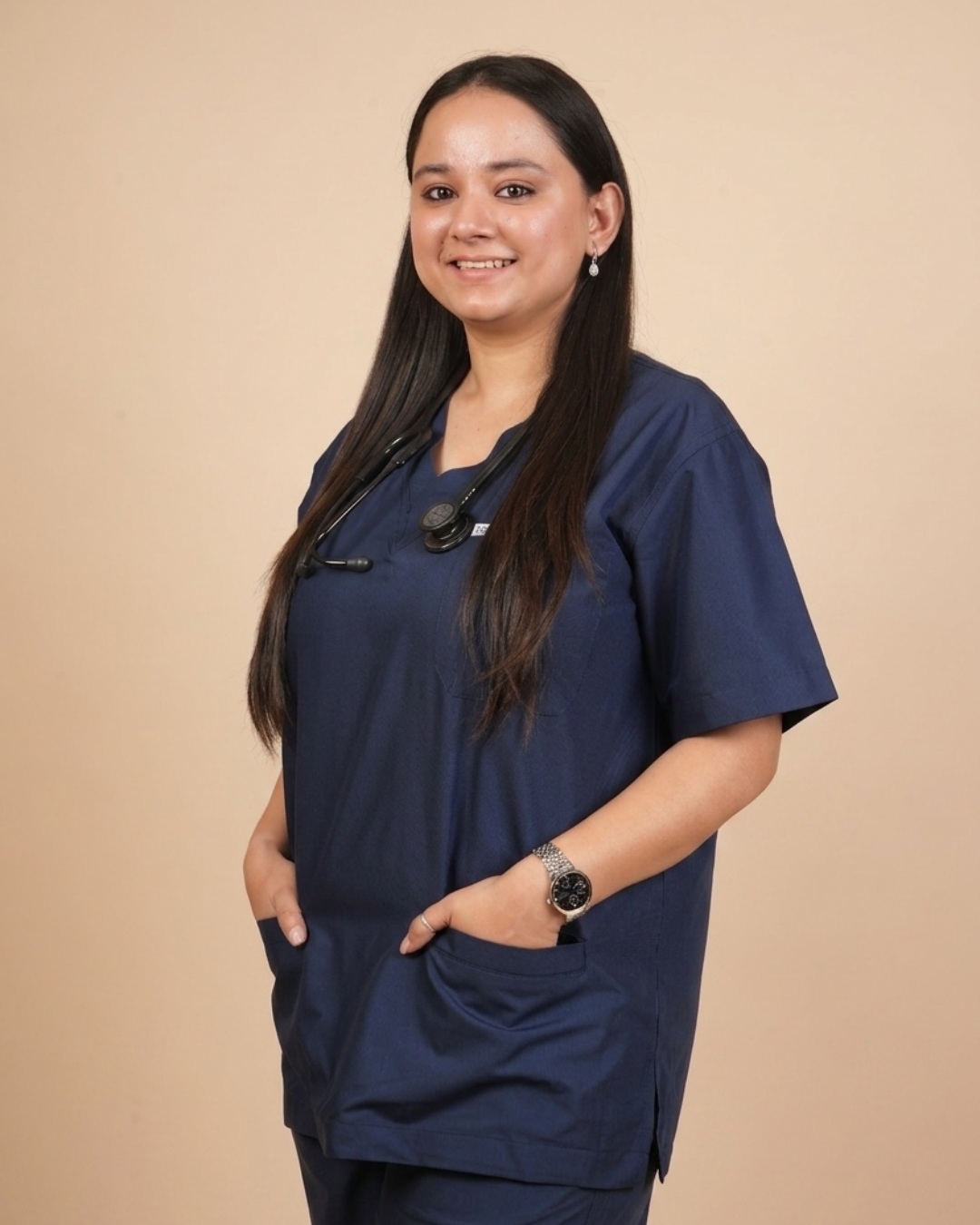 TMX Apex V-Neck Scrub Set — Women · Navy Blue