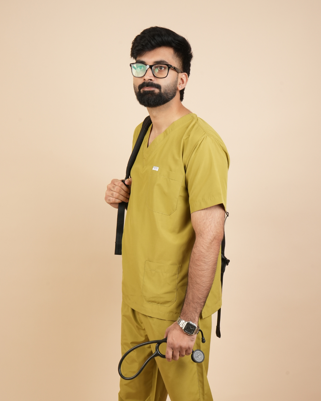TMX Essential V-Neck Scrub Set — Men · Olive Green