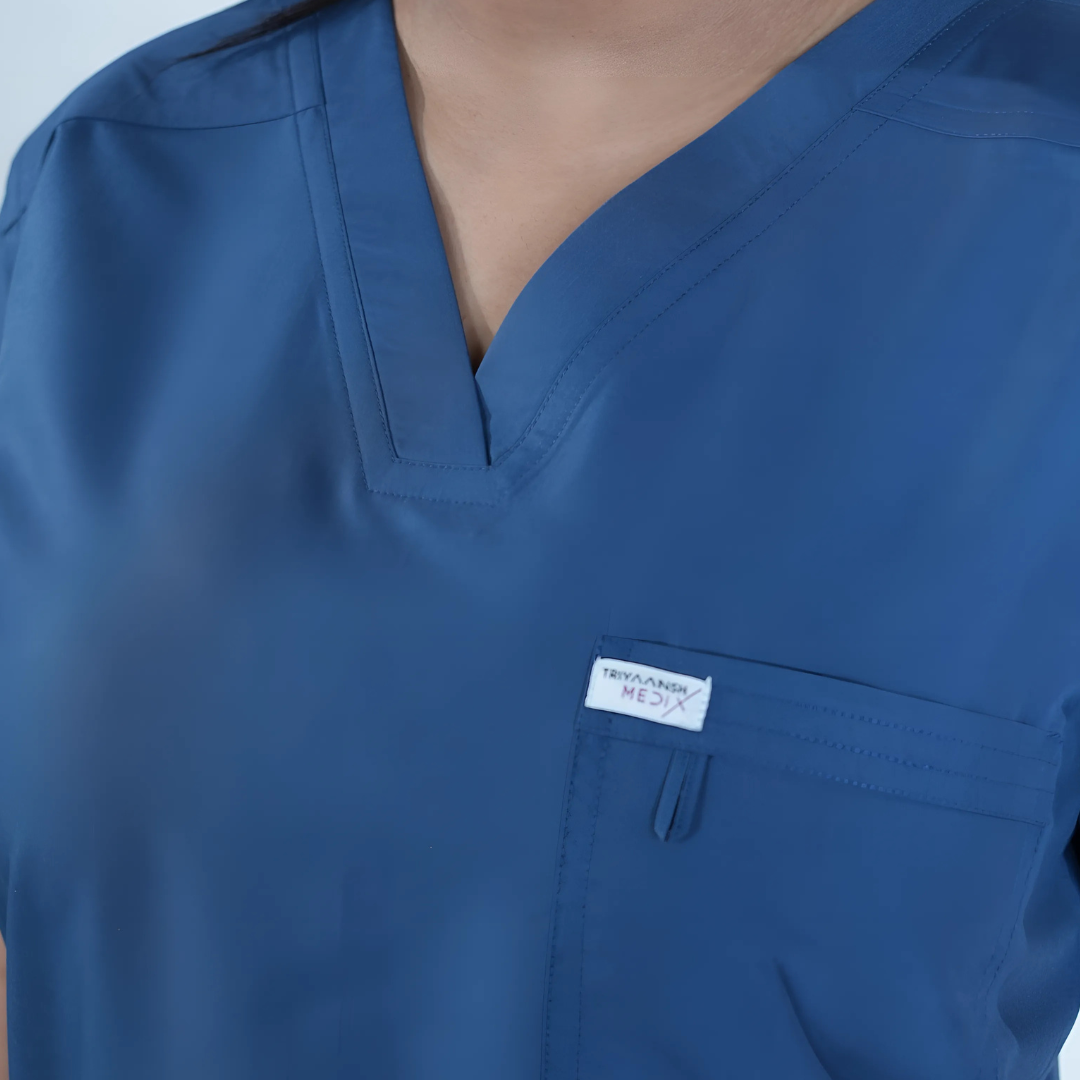 OSHIRA V NECK WOMEN - ATLANTIC BLUE SCRUB