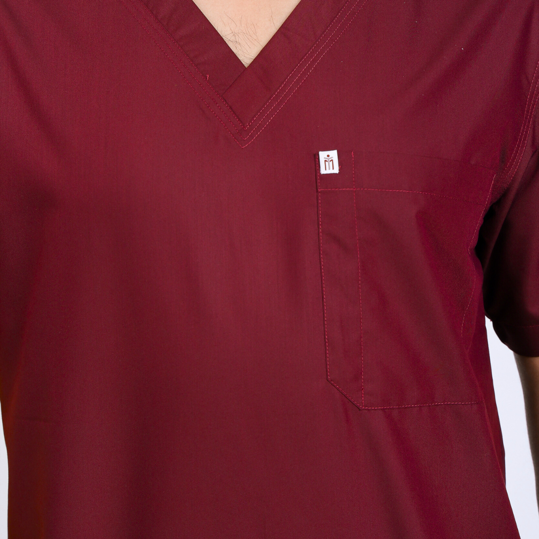 VEDA V-NECK MEN– RUBY RED SCRUB