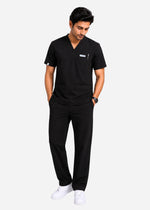 Apex V-Neck Scrub Set — Men · Charcoal Black
