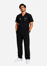 Apex V-Neck Scrub Set — Men · Charcoal Black