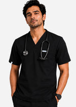 Apex V-Neck Scrub Set — Men · Charcoal Black