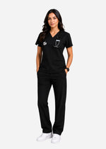 Apex V-Neck Scrub Set — Women · Charcoal Black