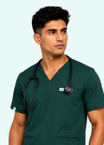 Apex V-Neck Scrub Set — Men · Emerald Green